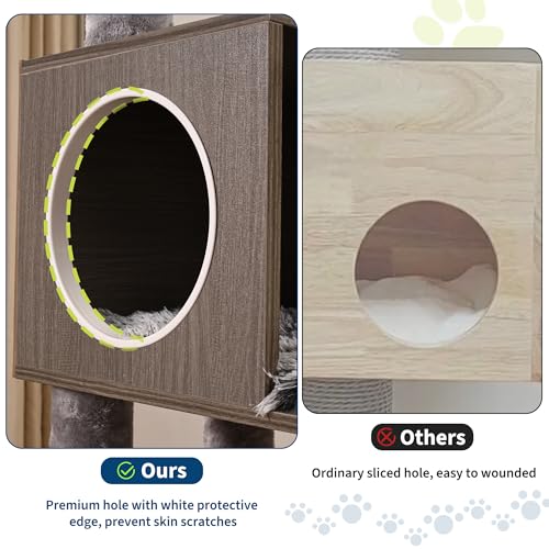 66.9-Inch Grey Cat Tree with Litter Box Enclosure O836