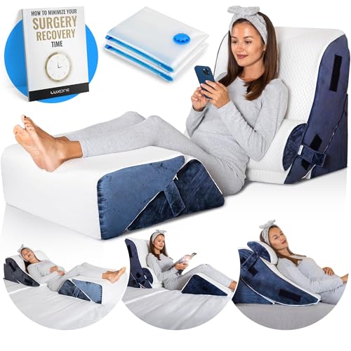 5 Pcs Adjustable Memory Foam Bed Wedge Pillow Set with Leg Elevation Pillow (Grey with Cooling Fabric) P673