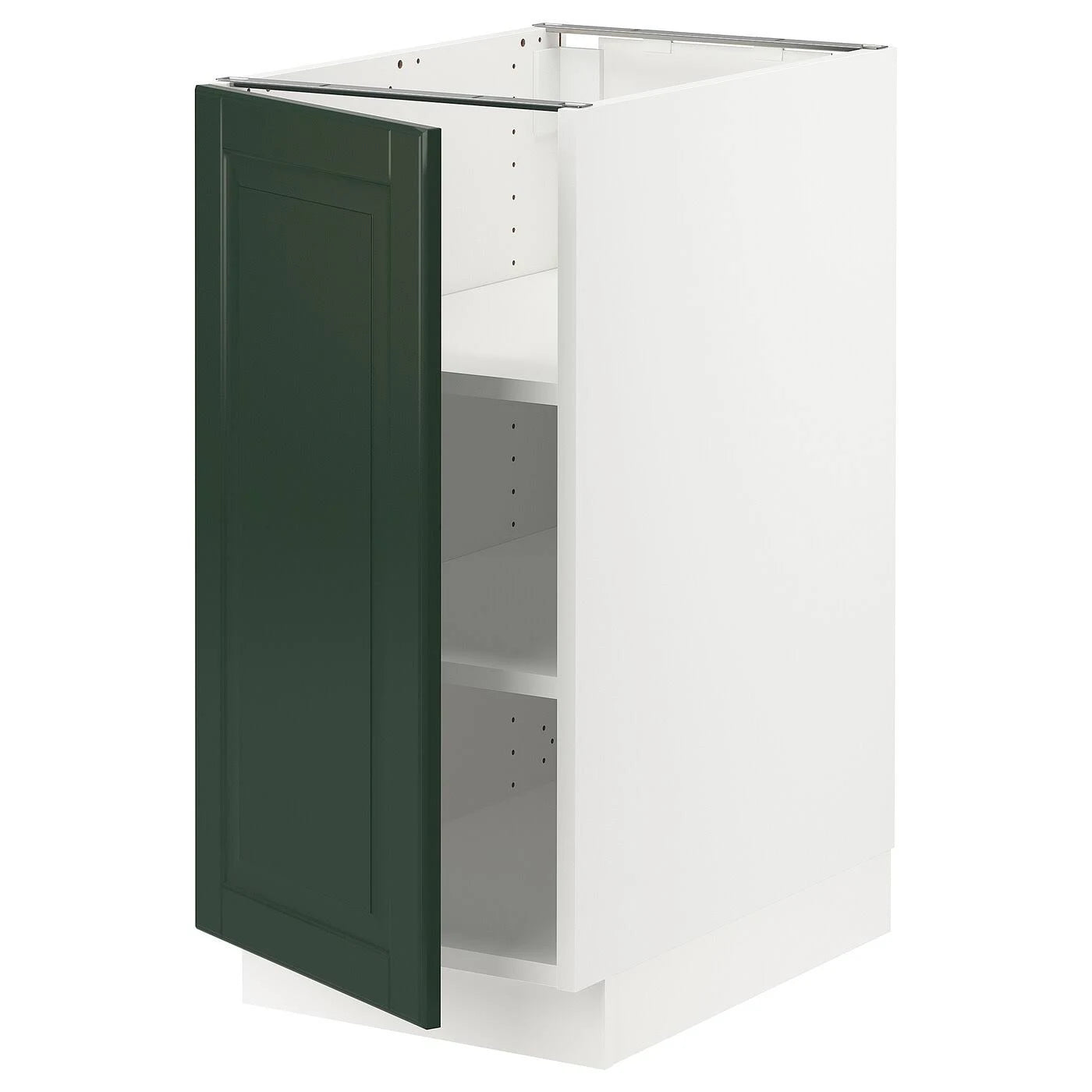 White Bodbyn Dark Green Base Cabinet with Shelves R75464