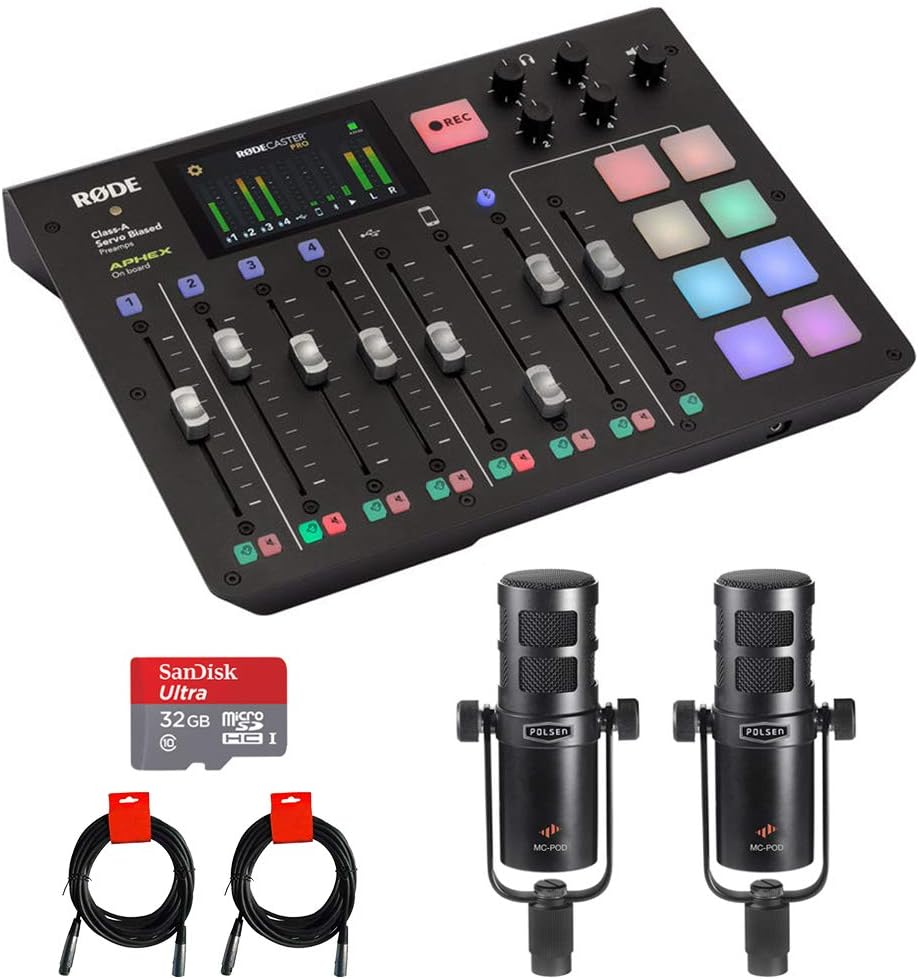 Podcast Production Studio Bundle with 2x Podcast Microphone, 32GB Memory Card & 2x XLR Cable R8259
