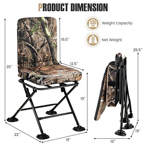 360 Degree Swivel Camouflage Folding Hunting Chair with Padded Cushion Z991250