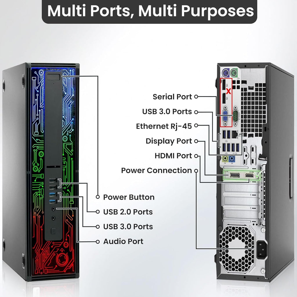 RGB Gaming PC Desktop Intel Core i5 6th Gen 16GB DDR4 Ram 512GB SSD NVIDIA GeForce GT 1030 2GB DDR5 New 24 Inch Monitor Windows 10 Pro E441842