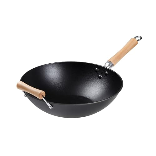 14-Inch Cast Iron Wok with Maple Handle S237590
