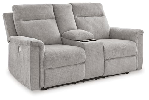 Gray Power Reclining Loveseat P7027