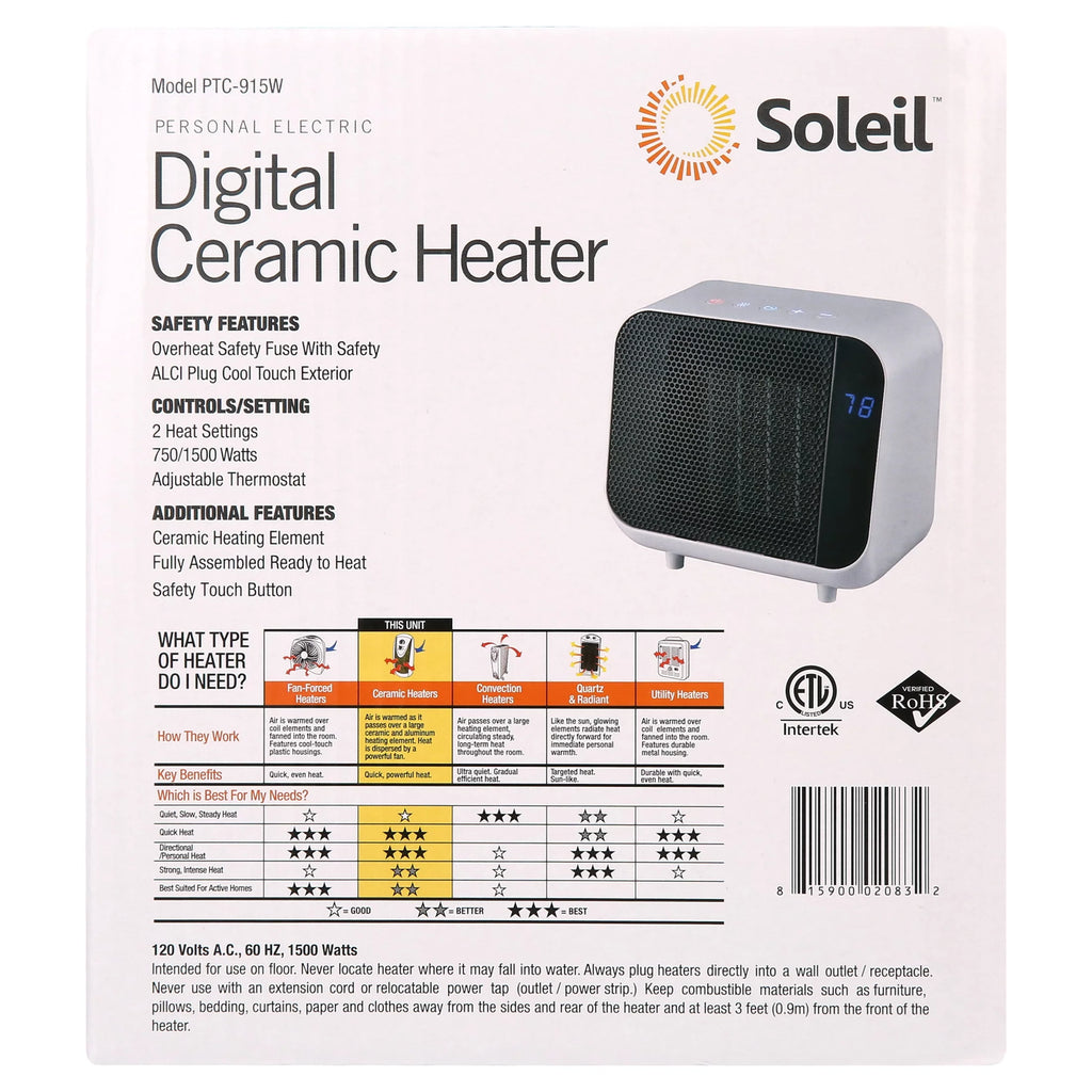White Electric Ceramic Heater 1500W S501