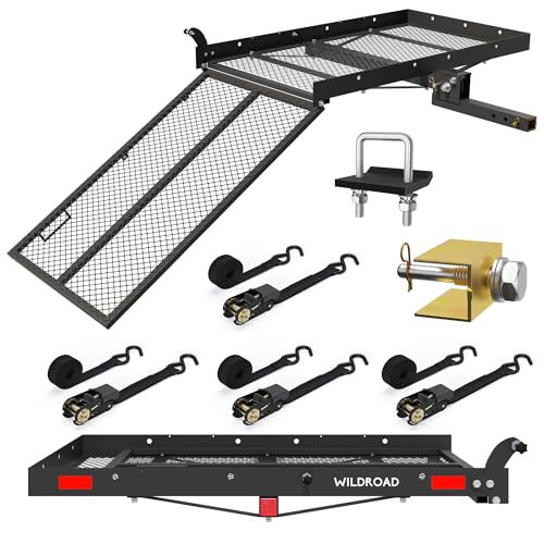 50" x 29" x 4" 500 LBS Folding Hitch Cargo Carrier with Ramp U2038