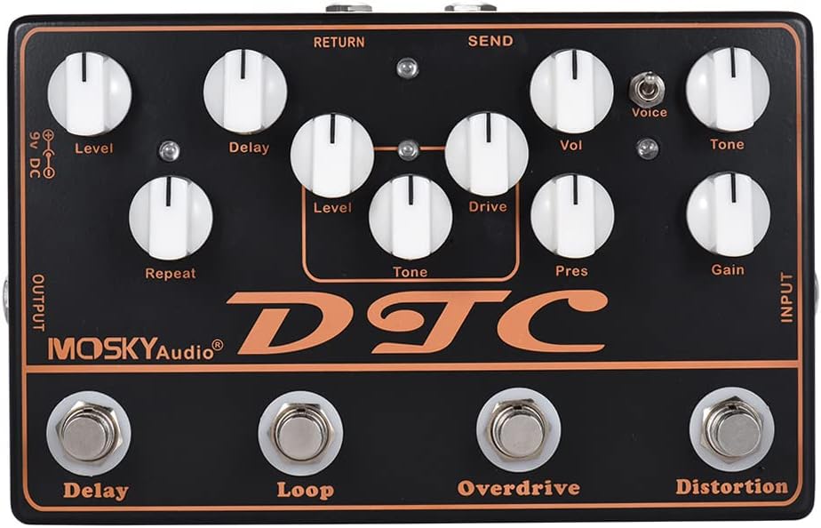4-in-1 Electric Guitar Effects Pedal Distortion Overdrive Loop Delay A36767
