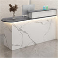Office Reception Counter Desk with LED Lights and Lockable Drawer C8081