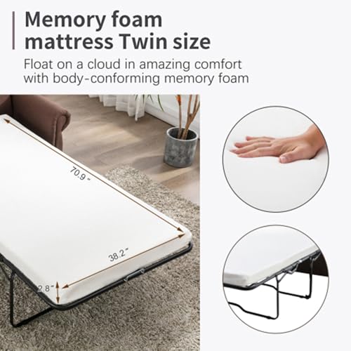 Gray Convertible Sleeper Sofa with Twin Size Memory Mattress U193133
