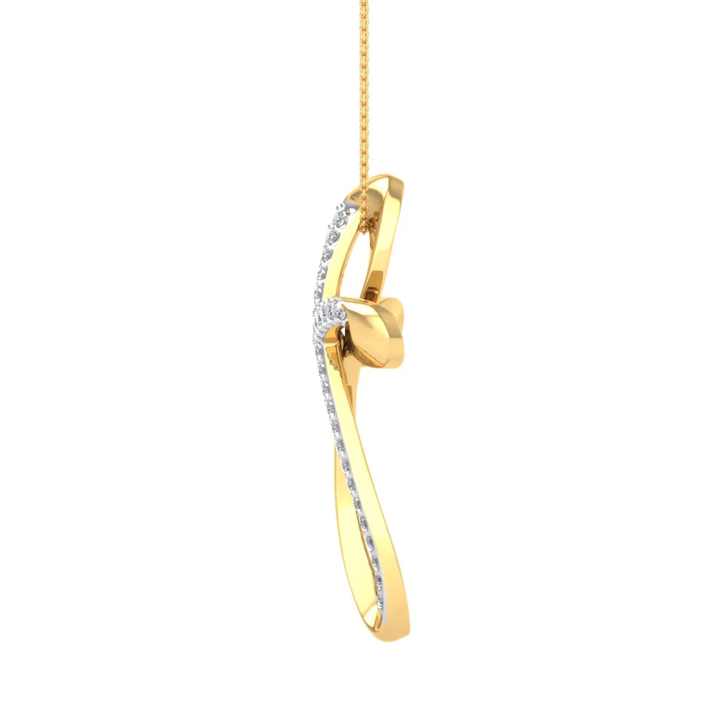 18K Yellow Gold over Sterling Silver Round Diamond Cross Pendant Necklace H94886