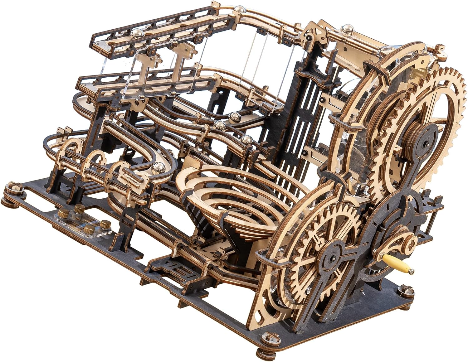 3D Wooden Puzzles Marble Run Chain Model Mechanical Building Kit G26355