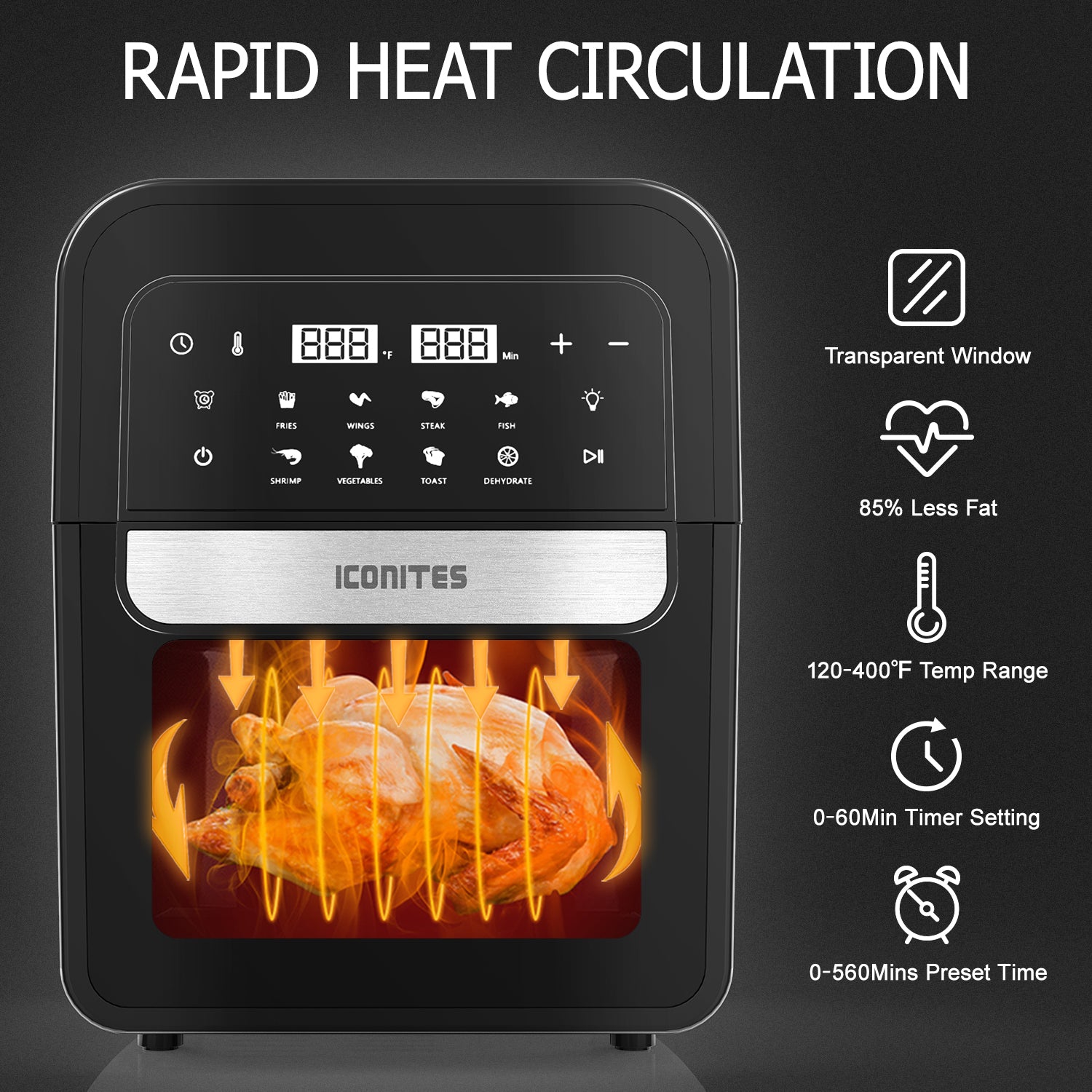 8-in-1 6.5 Quart Air Fryer Oven with Digital Touch-Screen I5071