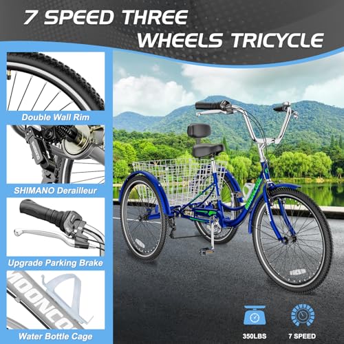 7 Speed 3 Wheel Bicycle with Shopping Basket T8957