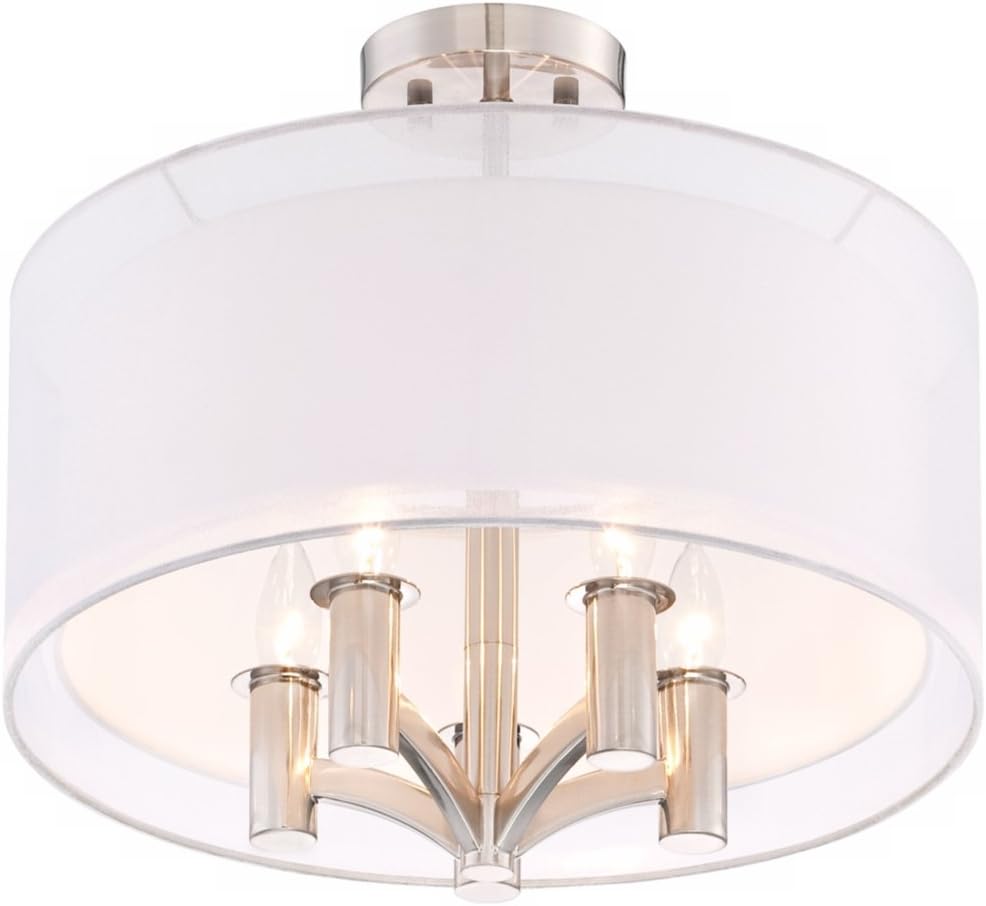 Brushed Nickel 18" Wide 5-Light Semi Flush Mount Ceiling Light E863