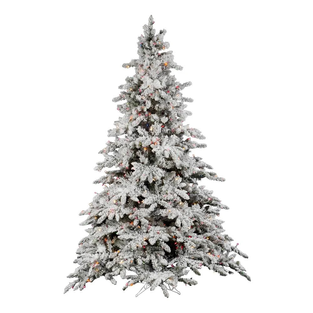 7.5 ft Flocked Utica Tree with 850 Multicolor Lights V994386