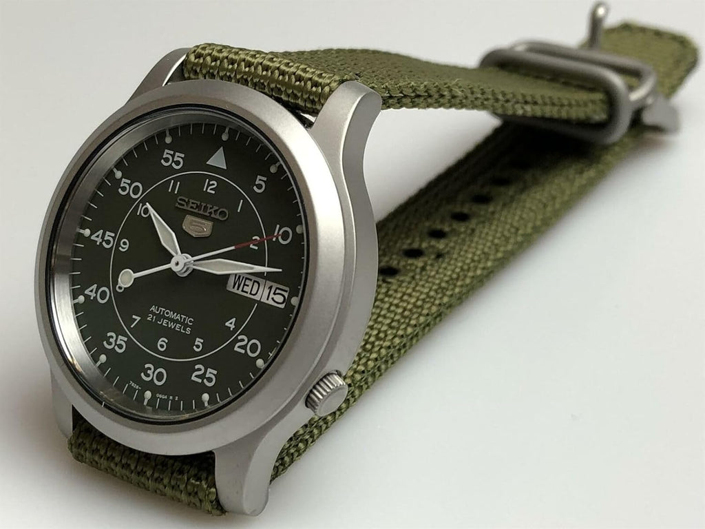 Green Canvas Stainless Steel Automatic Watch B1053