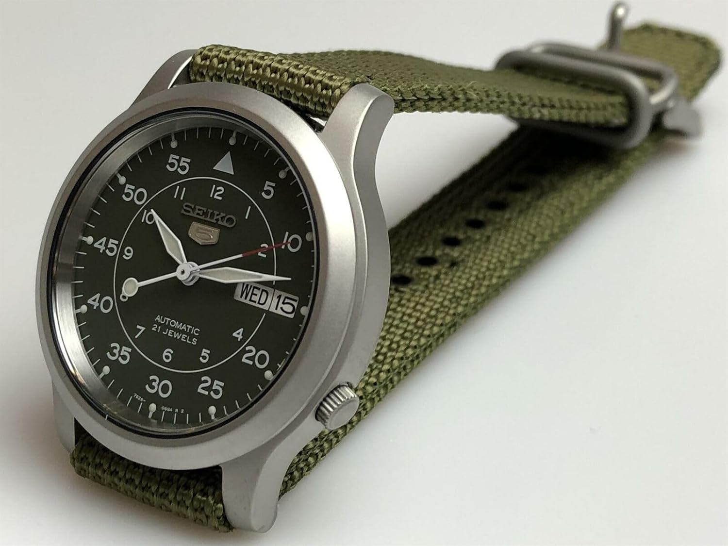 Green Canvas Stainless Steel Automatic Watch B1053