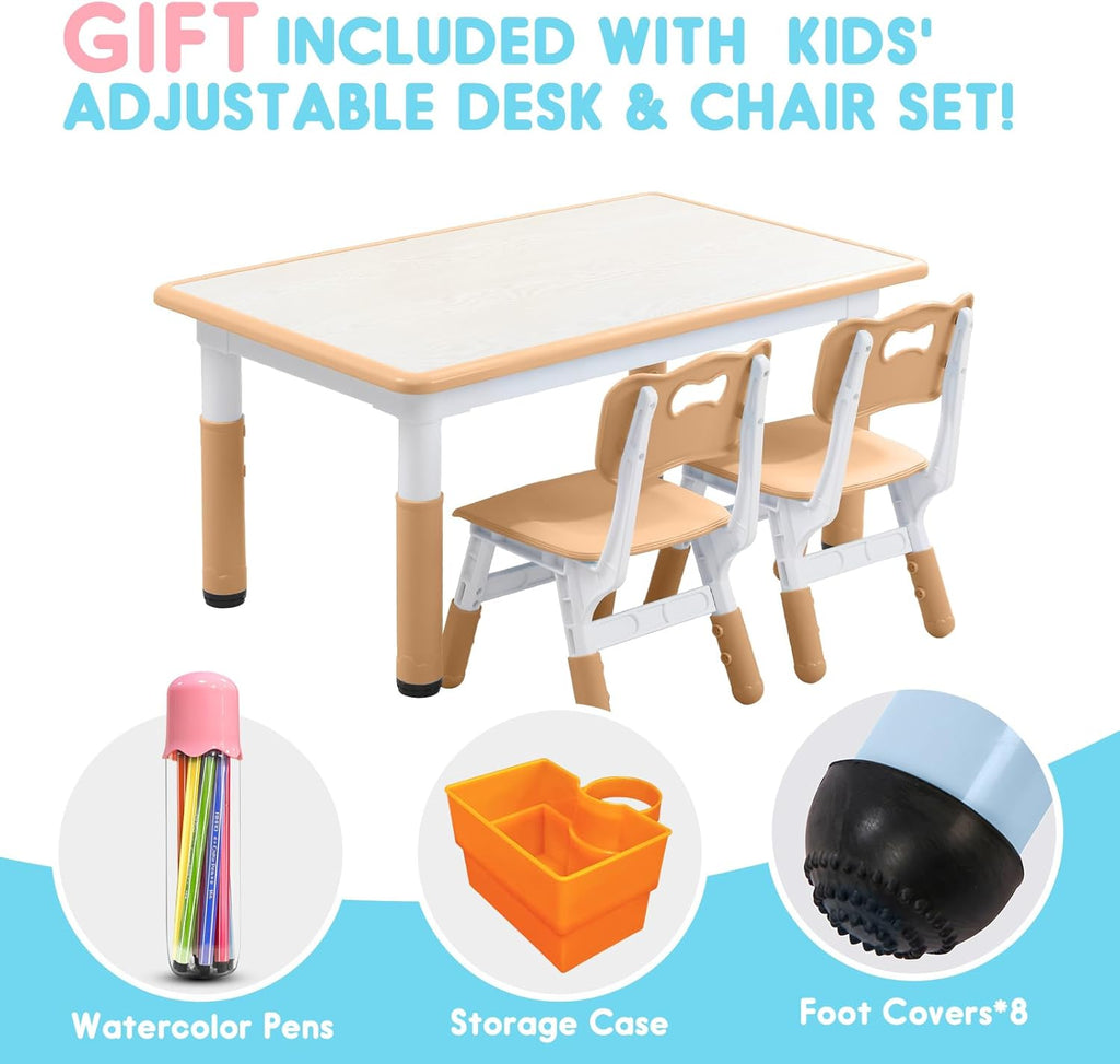 Kids table and chair set with 8 leg covers and 12 color pens U5961