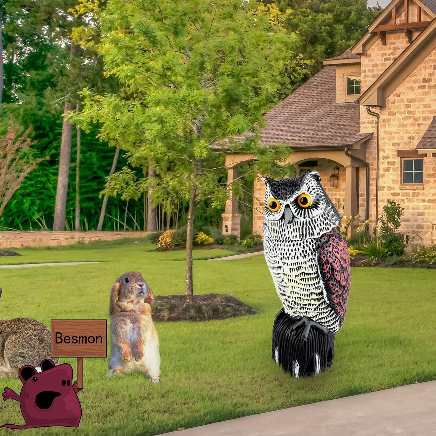 Plastic Owl Decoy with Rotating Head C357