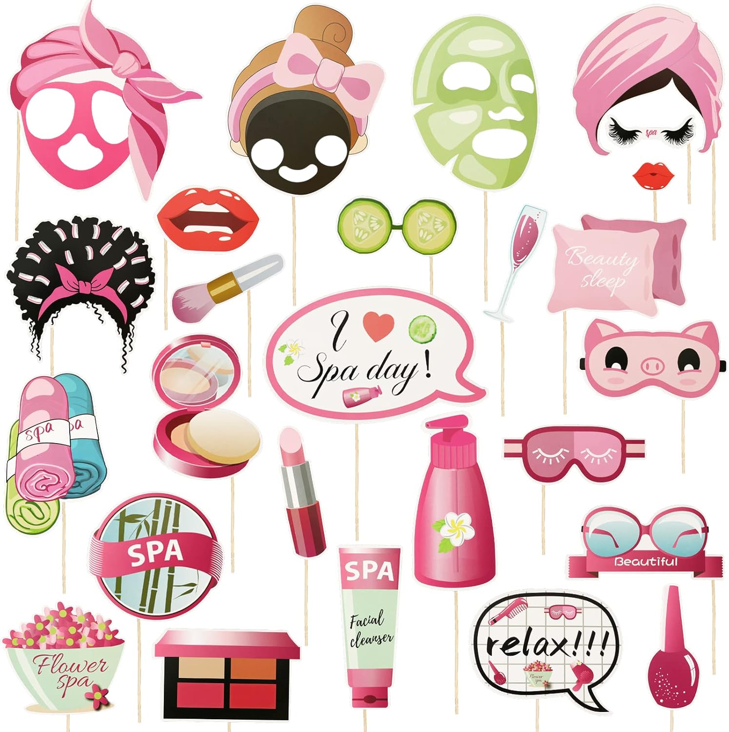 26 PCS Spa Party Photo Booth Props J42088