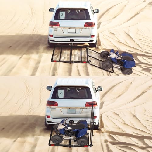 50" x 29" x 4" 500 LBS Folding Hitch Cargo Carrier with Ramp U2038