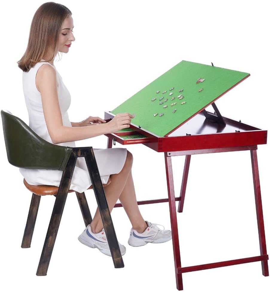 Wooden Jigsaw Puzzle Board with Storage Drawers & Mat H165851