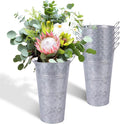6 Pcs Galvanized Metal Vases with Handles (Silver) N178