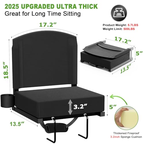 Black Bleacher Seat with Back Support R9321