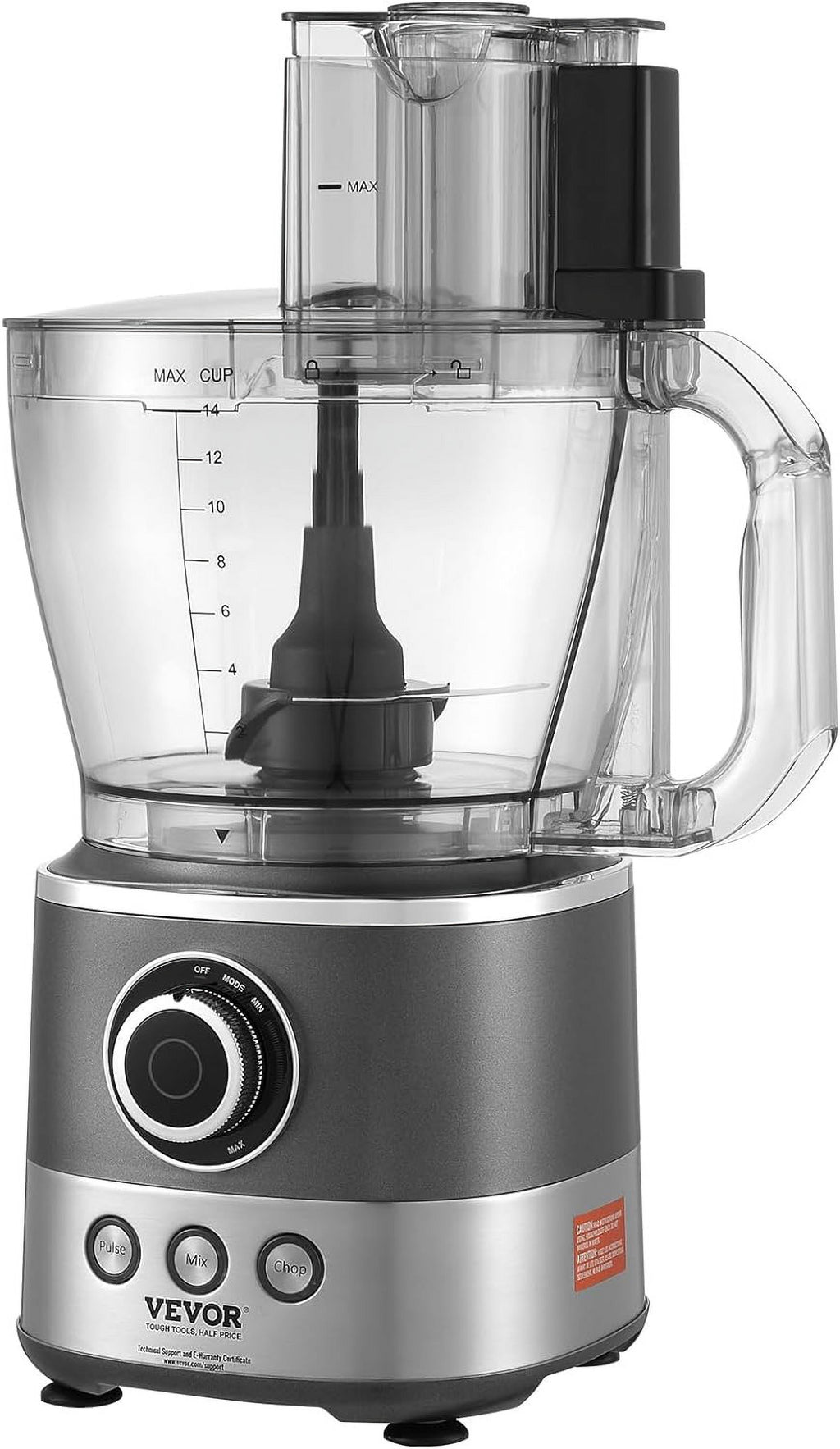650W 14-Cup Vegetable Chopper 2-Speed Stainless Steel Blade Electric Food Processor, Gray N78680