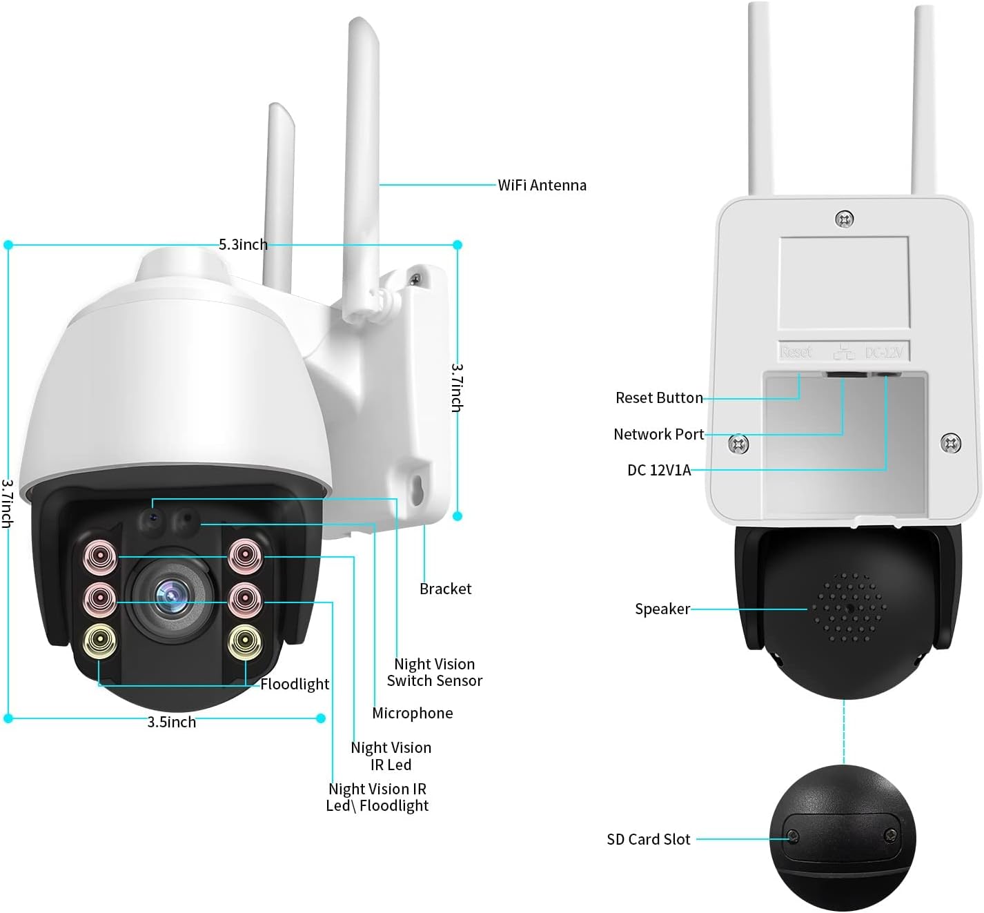 Wireless WiFi 1080P Security Camera with Motion Detection, Auto Tracking, Two Way Audio, Full Color Night Vision P646