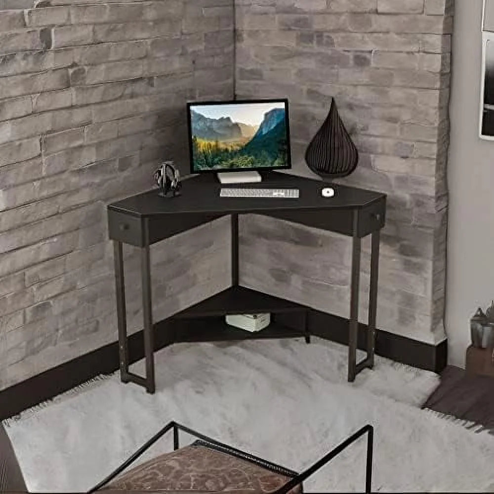 31.5 Inch Triangle Corner Desk with Drawer F55381