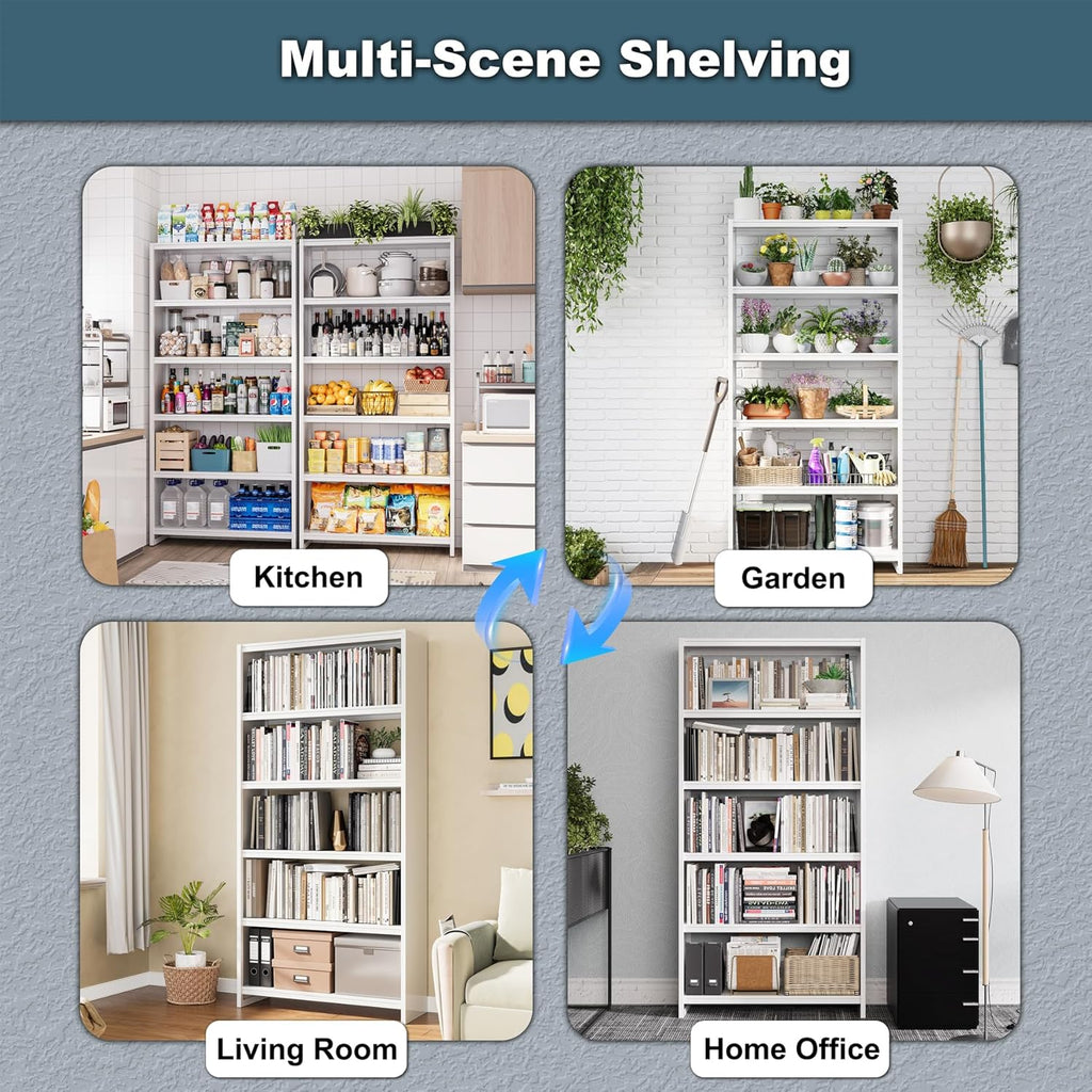 White 5 Tier Metal Bookcase G76952