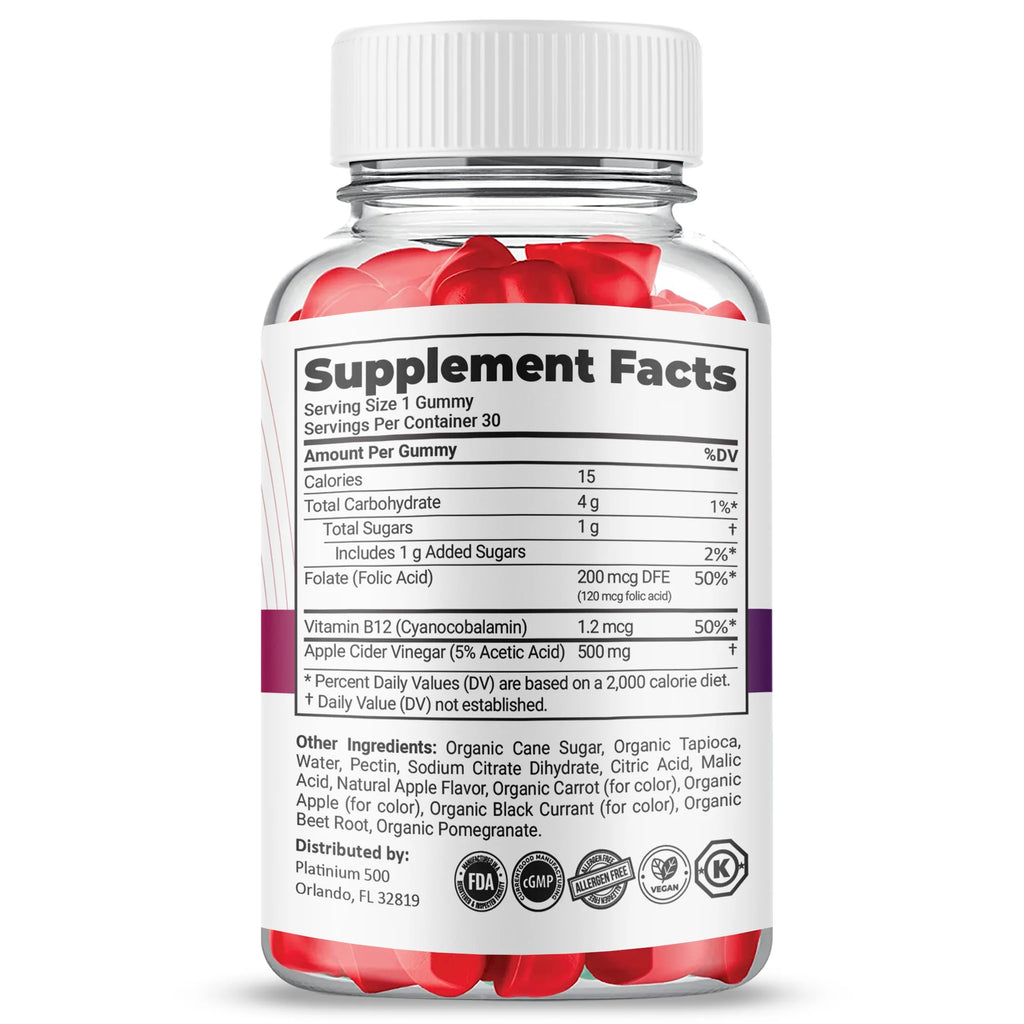 Pure Slim Keto ACV Gummies, Apple Cider Vinegar Gummy Dietary Supplement (2 Pack) Q758