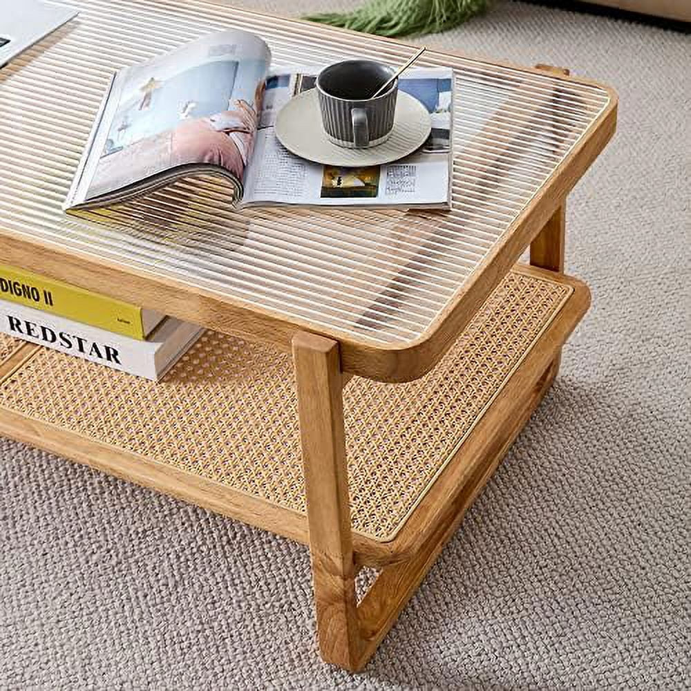 Rattan Coffee Table with Glass Top N61578