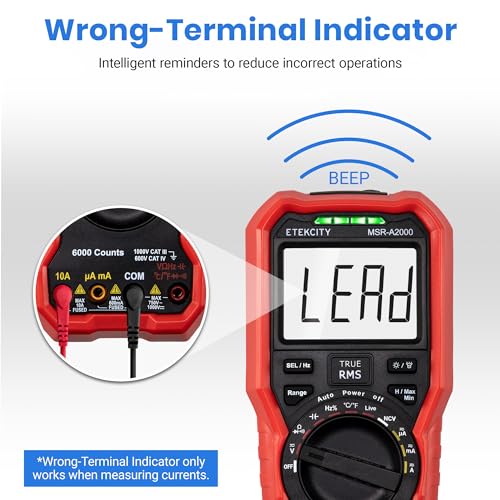 Digital Multimeter Voltmeter Tester TRMS 6000 Counts Red T374
