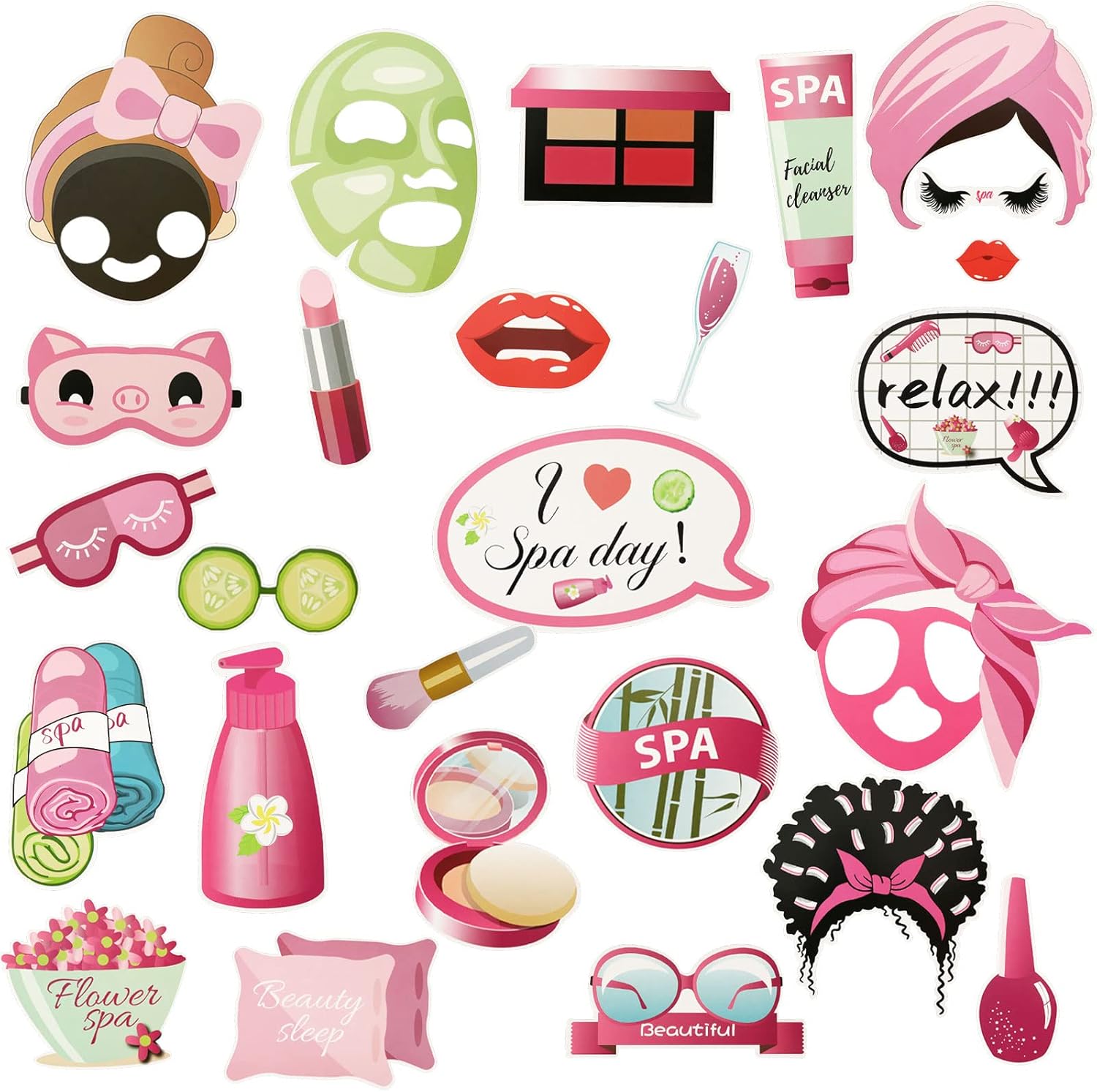 26 PCS Spa Party Photo Booth Props J42088