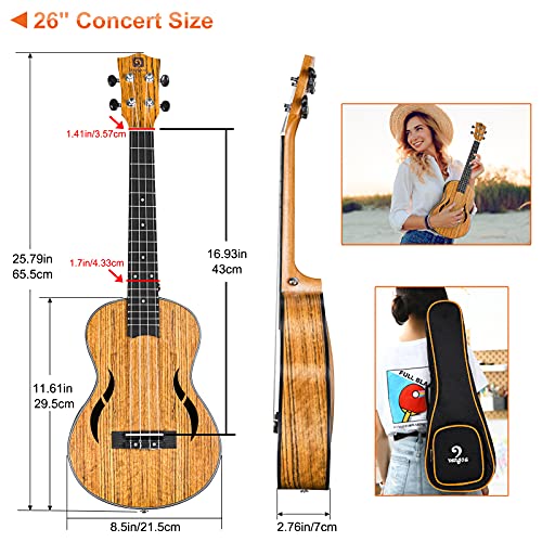 Concert Ukulele 23 Inches Walnut Wood Acoustic Ukulele with Gig Bag U87202
