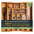 Bamboo Drawer Organizer, 10 Compartment Cutlery Tray, 2.2 Inch Deep V2791