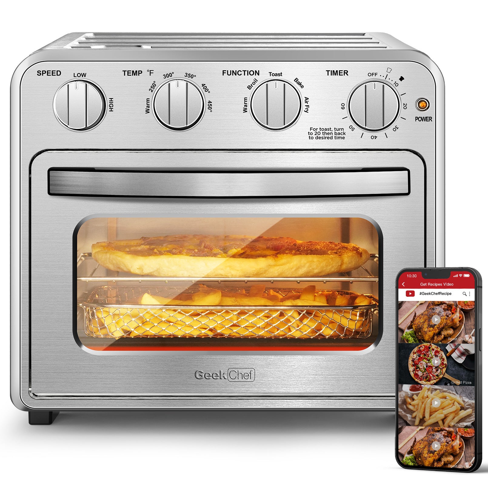 26QT Stainless Steel Air Fryer Toaster Oven Combo C7295