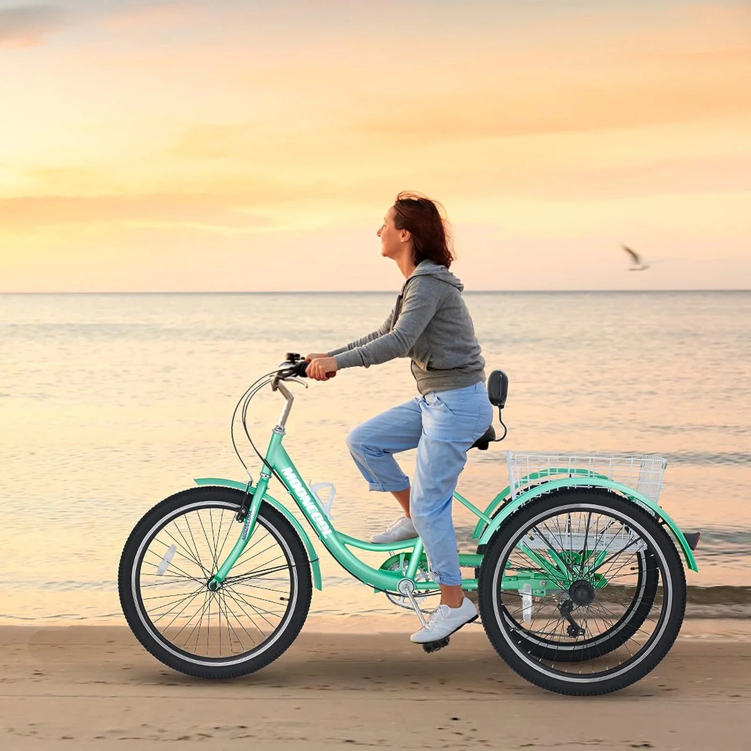 26 Adult Tricycle 3 Wheel 7 Speed 450lbs Capacity Cruise Trike with Shopping Basket T718048