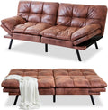 Faux Leather Memory Foam Convertible Futon Sofa Bed A1152