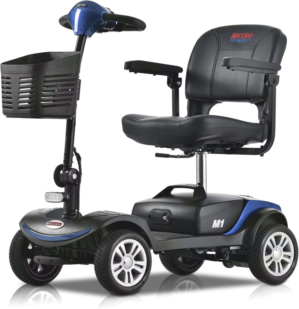 Compact Electric Mobility Scooter with Lead-Acid Battery and Leather Seat-Blue W487244