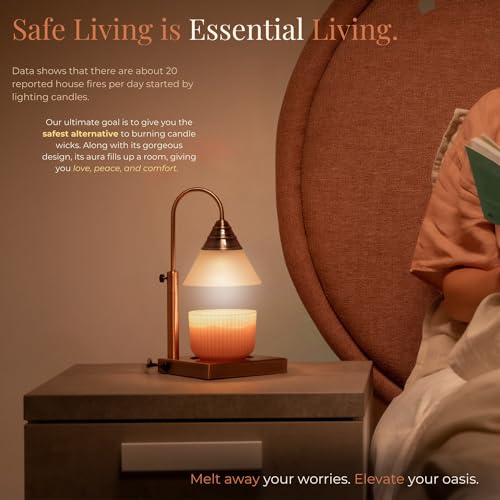 Gold Height Adjustable Candle Warmer Lamp with Timer W126735