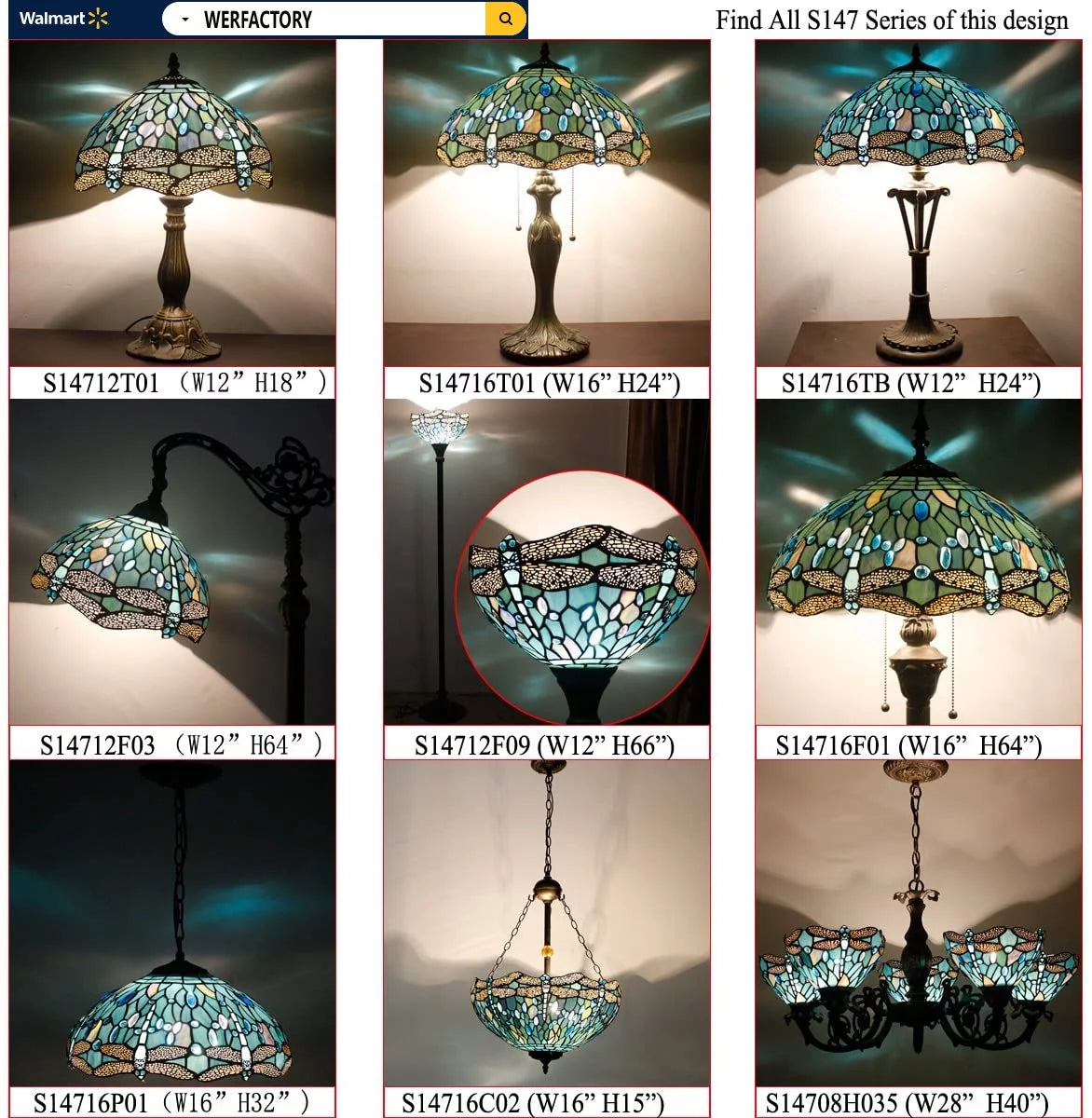 Stained Glass Table Lamp 24" Tall Sea Blue B51026
