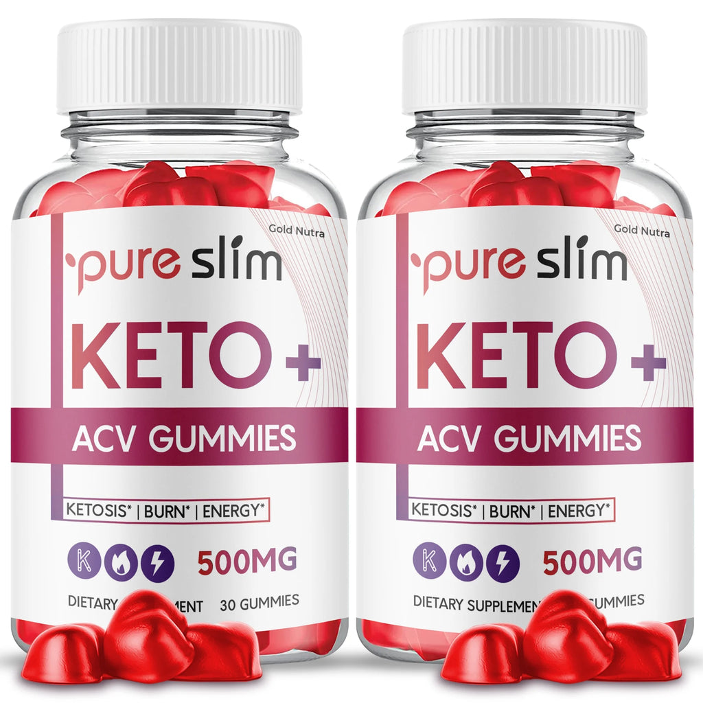 Pure Slim Keto ACV Gummies, Apple Cider Vinegar Gummy Dietary Supplement (2 Pack) Q758