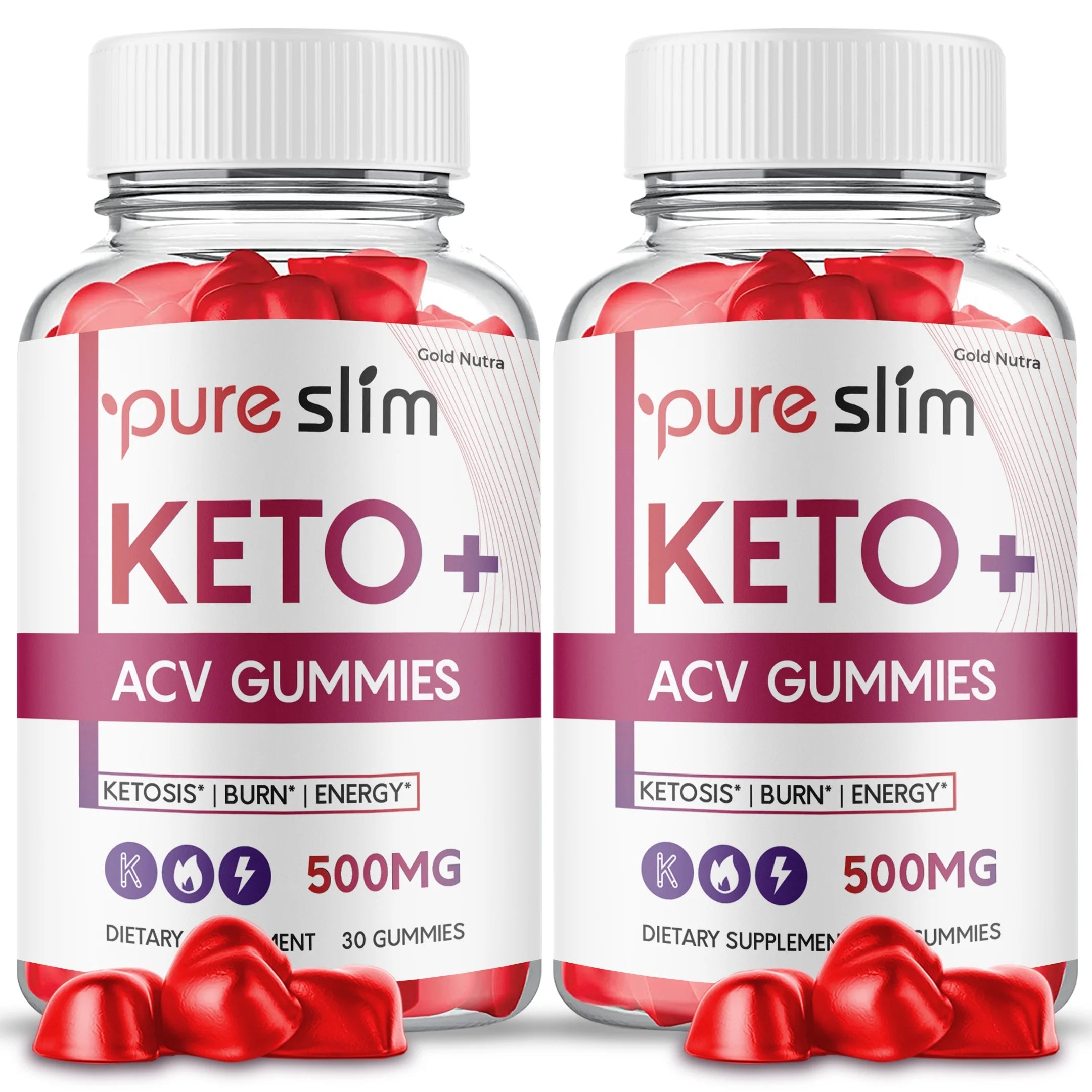 Pure Slim Keto ACV Gummies, Apple Cider Vinegar Gummy Dietary Supplement (2 Pack) Q758