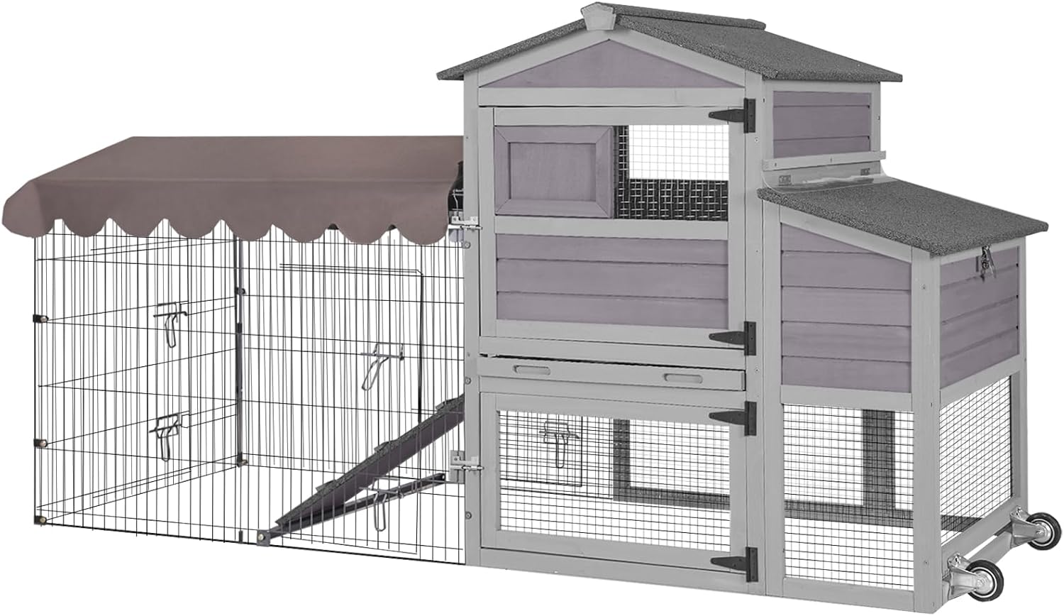 Large All-Steel Frame Chicken Coop with Metal Run J4633