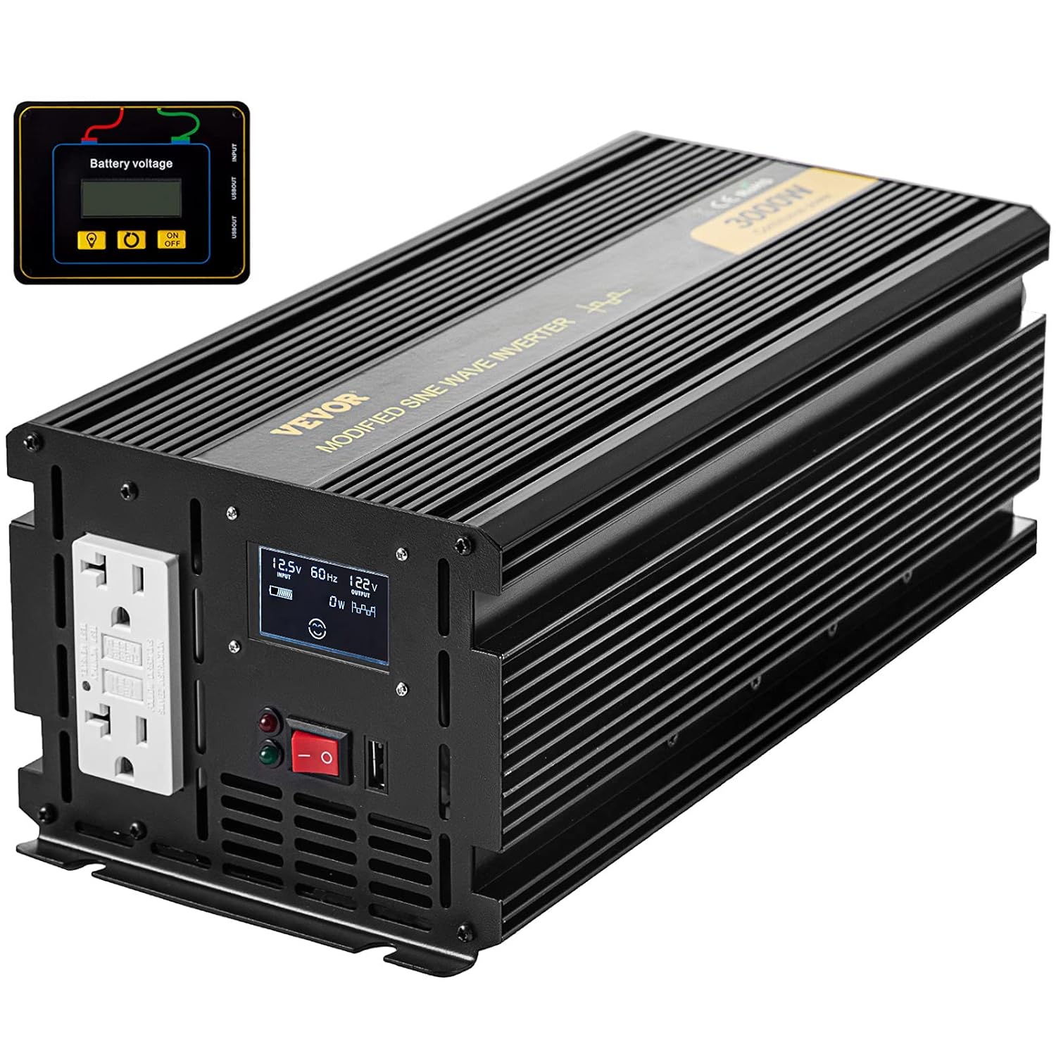 3000W Modified Sine Wave Inverter DC 12V to AC 120V with LCD Display F969