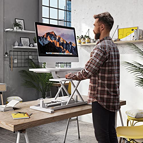 48 Inch Electric Height Adjustable Standing Desk Converter with Keyboard Tray B22668