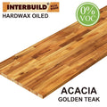 Acacia 6 ft. L x 25 in. D x 1.5 in. T Butcher Block Countertop in Golden Teak Stain U2146